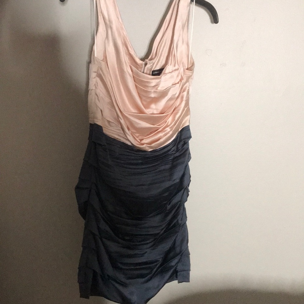 Express pink and grey body con dress